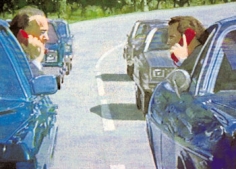 Faris McReynolds, The Motorcade, 2005, 19.75 x 15 inch Watercolor on paper, Signed, dated and titled on verso