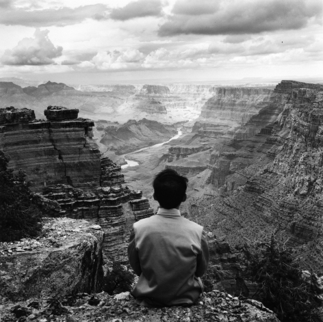 Tseng Kwong Chi,&nbsp;Grand Canyon, Arizona, 1987.&nbsp;Gelatin silver print, image: 15&nbsp;x 15&nbsp;inches, frame: 24 x 24 inches.