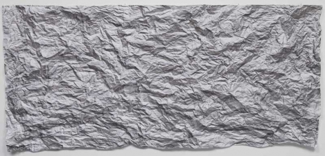 Alyson Shotz,&nbsp;Topographic Iteration I, 2014. Pigment print on Masa Japanese paper, each crumpled by hand,, 40 x 84 x 2 inches.&nbsp;