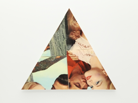 Kensuke Koike,&nbsp;Triangle, 2018. Cut postcard collage, 7 1/2 x 6 1/2 inches.