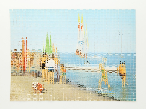 Kensuke Koike,&nbsp;Big Beach,&nbsp;2016. Altered postcards, 8 1/8 x 11 1/8 inches overall.&nbsp;