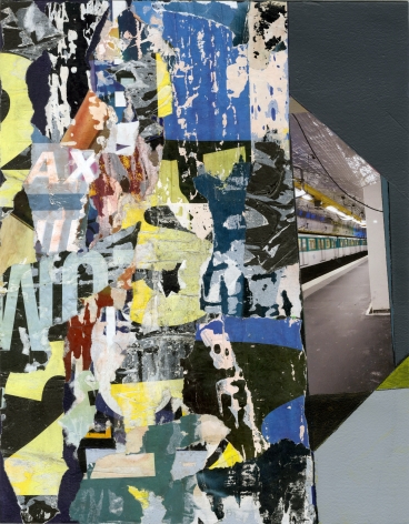 Pont Marie,&nbsp;2021. Photo and found paper collage, acrylic on paper. 13 7/8 x 10 7/8 inches.